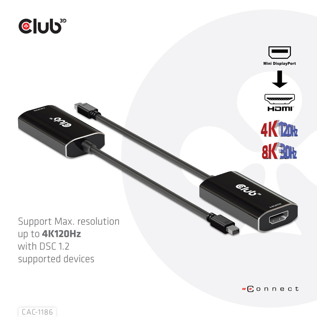 Club 3D CAC-1186 kaina ir informacija | Adapteriai, USB šakotuvai | pigu.lt