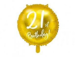 Folinis balionas 21th Birthday, auksinis, 45 cm kaina ir informacija | Balionai | pigu.lt