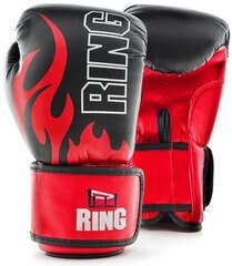 Bokso pirštinės Ring Sport Fire 12 oz, raudonos/juodos kaina ir informacija | Kovos menai | pigu.lt