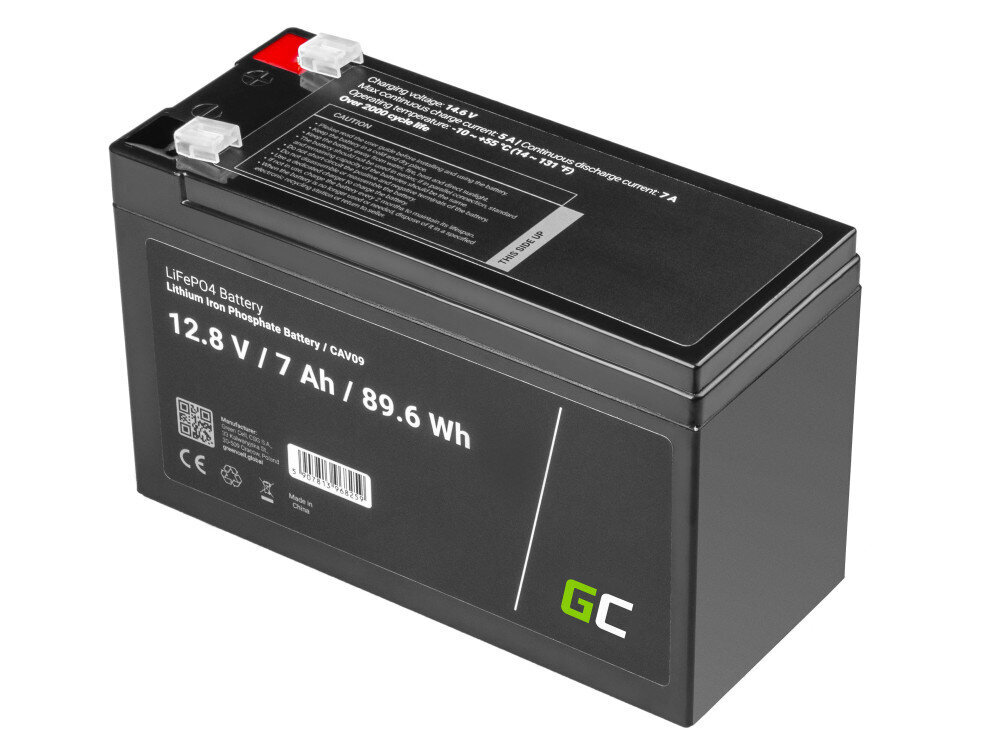 Green Cell LiFePO4 12,8V 7Ah 89,6Wh цена и информация | Akumuliatoriai | pigu.lt