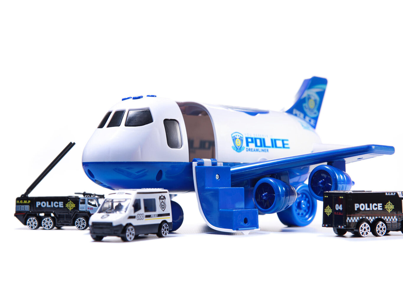 Žaislinis lėktuvas su 3 policijos automobiliais Six Six Zero 1:64 kaina ir informacija | Žaislai berniukams | pigu.lt