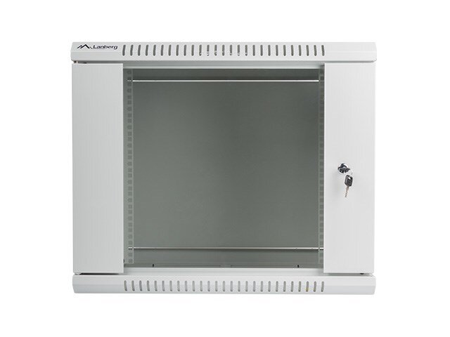 Lanberg sieninė instaliacinė spintelė 19'' 9U 600x450mm pilka (stiklinės durys) цена и информация | Komponentų priedai | pigu.lt