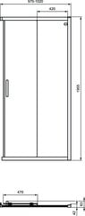 Dušo kabinos slankios durys Ideal Standard Connect 2 100x195 cm, matinė juoda, K9262V3 kaina ir informacija | Dušo kabinos | pigu.lt