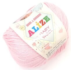 Mezgimo siūlai Alize Wool Wool-Bamboo , spalva šviesiai rožinė 185R kaina ir informacija | Mezgimui | pigu.lt