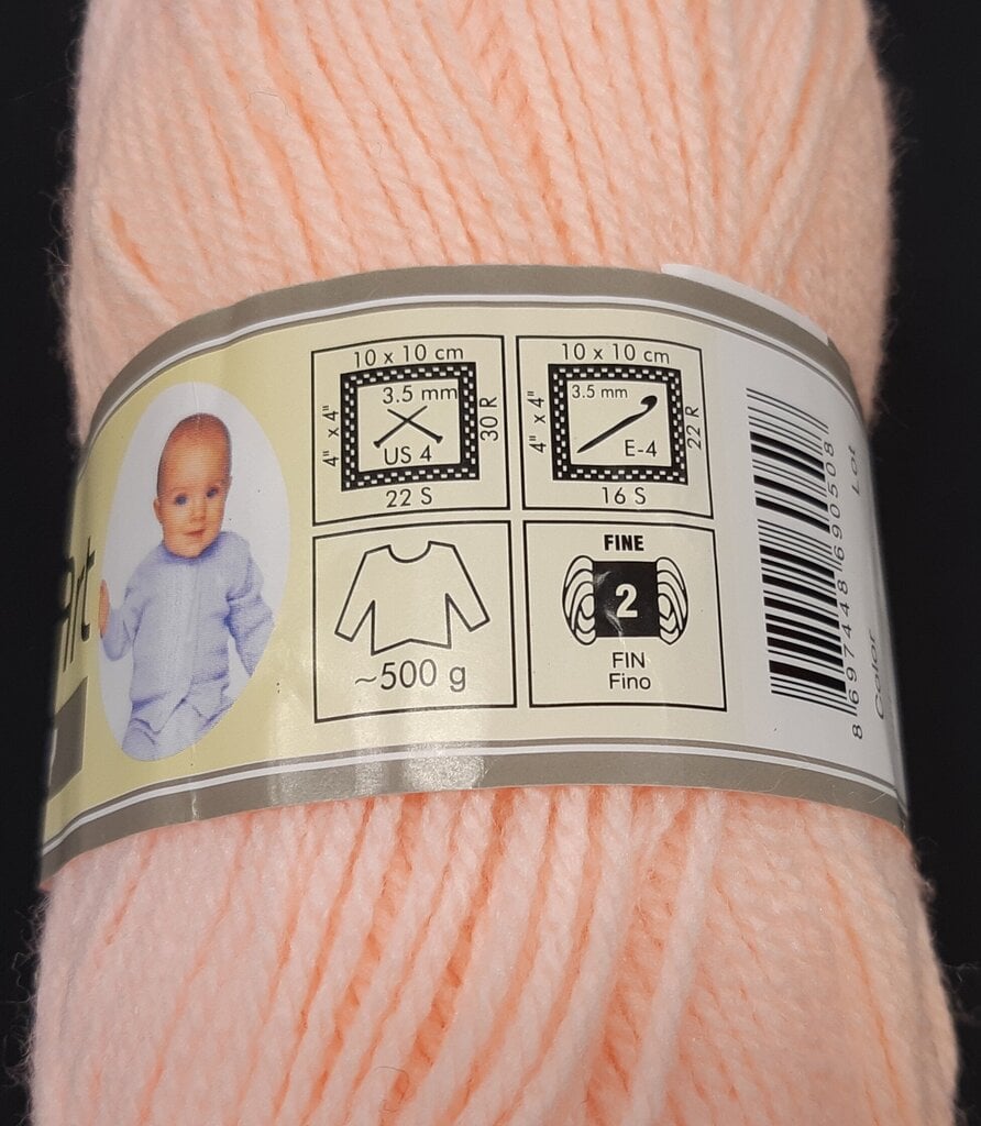 Mezgimo siūlai YarnArt Baby, spalva šviesiai oranžinė 204K kaina ir informacija | Mezgimui | pigu.lt