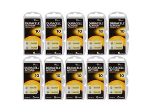 Elementai klausos aparatams Duracell ActivAir PR70 10, 60 vnt. цена и информация | Батарейки | pigu.lt