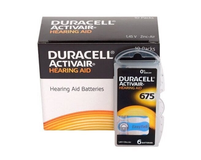 Elementai klausos aparatams Duracell ActivAir PR44 675, 60 vnt. цена и информация | Elementai | pigu.lt