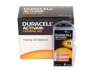 Элементы Duracell для слуховых аппаратов ActivAir PR48 13, 60 шт. цена и информация | Батарейки | pigu.lt