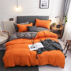 Комплект двуспального постельного белья 220х210 двухцветный 4 части оранжевый/серый цена и информация | Комплекты постельного белья | pigu.lt
