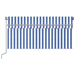 Rankiniu būdu ištraukiama markizė, mėlyna ir balta, 3,5x2,5m цена и информация | Зонты, маркизы, стойки | pigu.lt