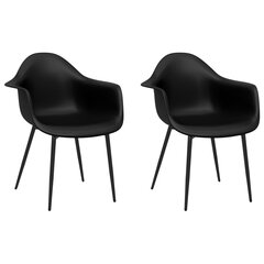 Valgomojo kėdės, 2vnt., juodos spalvos, PP цена и информация | Стулья для кухни и столовой | pigu.lt