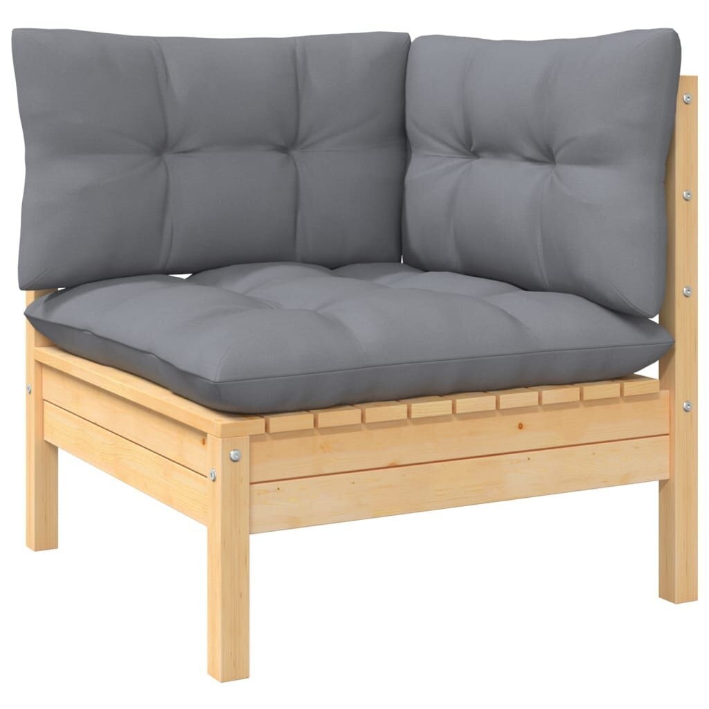 Kampinė sodo sofa su pilkomis pagalvėlėmis, ruda kaina ir informacija | Lauko kėdės, foteliai, pufai | pigu.lt