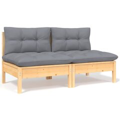 Dvivietė sodo sofa su pilkomis pagalvėlėmis, ruda kaina ir informacija | Lauko kėdės, foteliai, pufai | pigu.lt