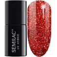 Стойкий гибридный гель лак SEMILAC 318 для ногтей VALENTINE Burgundy Red Glitter, 7 мл