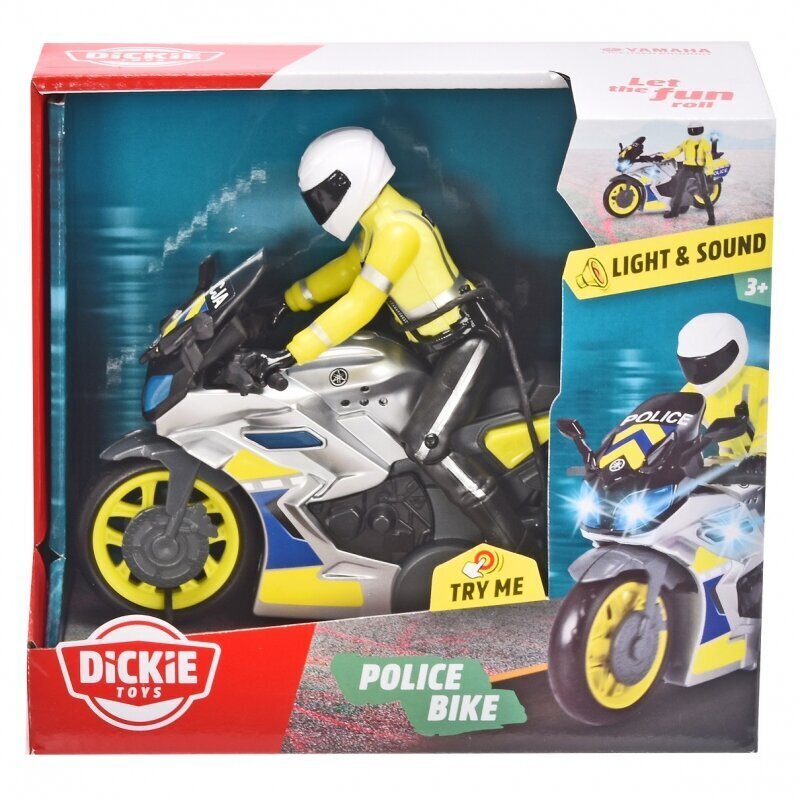 Žaislinis policijos motociklas su figūrėle Dickie toys, 17 cm kaina ir informacija | Žaislai berniukams | pigu.lt