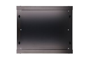 Wall cabinet rack 9U 600x600 black glass door kaina ir informacija | Serveriai | pigu.lt