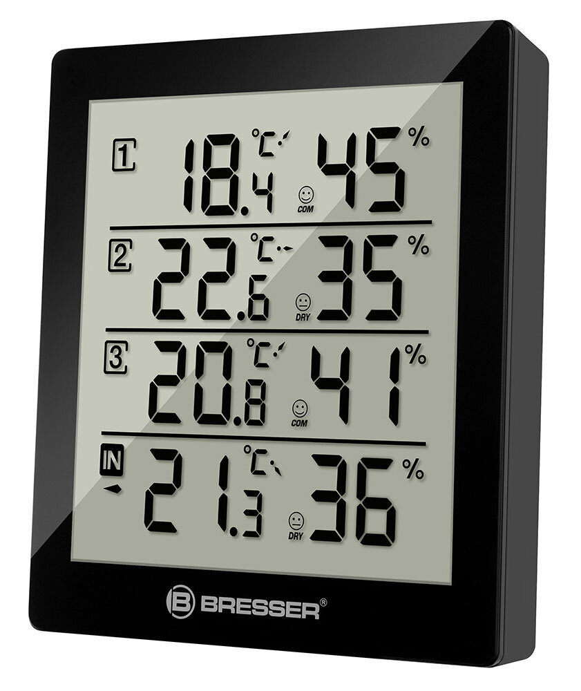 Meteorologinė stotelė Bresser Temeo Hygro Quadro, juoda цена и информация | Meteorologinės stotelės, termometrai | pigu.lt