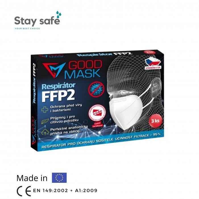 FFP2 respiratorius Good Mask GM2, 3 vnt. kaina ir informacija | Pirmoji pagalba | pigu.lt