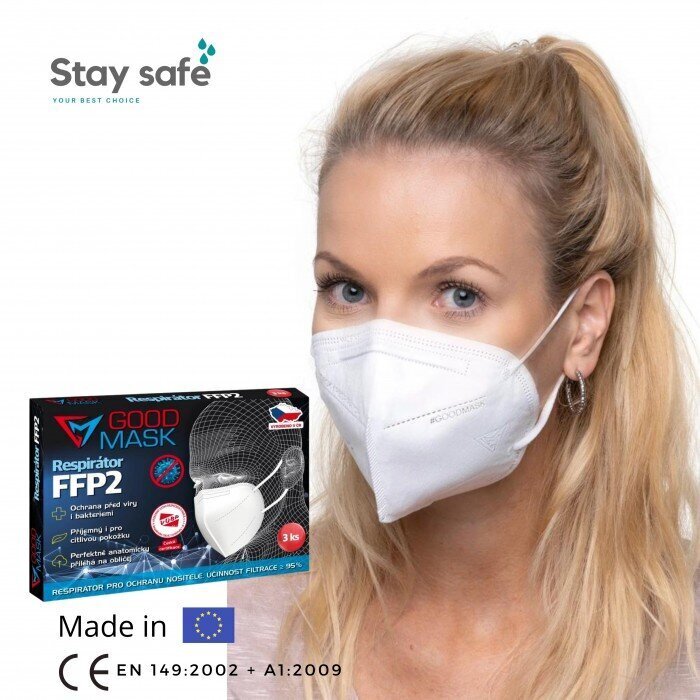 FFP2 respiratorius Good Mask GM2, 3 vnt. kaina ir informacija | Pirmoji pagalba | pigu.lt