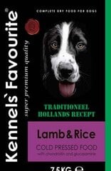 Lamb Rice 7,5kg-Kennels Favourite - (холодного отжима). Полнорационный корм холодного отжима высшего качества для всех пород взрослых собак Идеальный корм для собак с аллергией и расстройствами пищеварения цена и информация |  Сухой корм для собак | pigu.lt