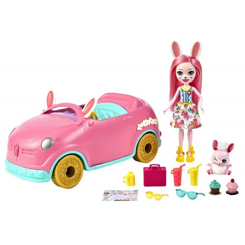 Lėlės kiškutės automobilio rinkinys Enchantimals, HCF85 kaina ir informacija | Žaislai mergaitėms | pigu.lt