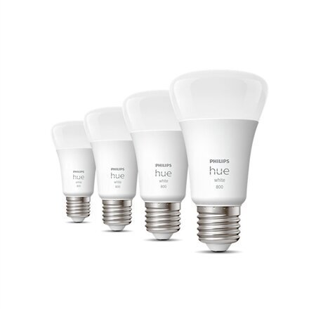 Išmaniosios LED lemputės Philips Hue E27 9W 800lm, 4 vnt. kaina ir informacija | Elektros lemputės | pigu.lt