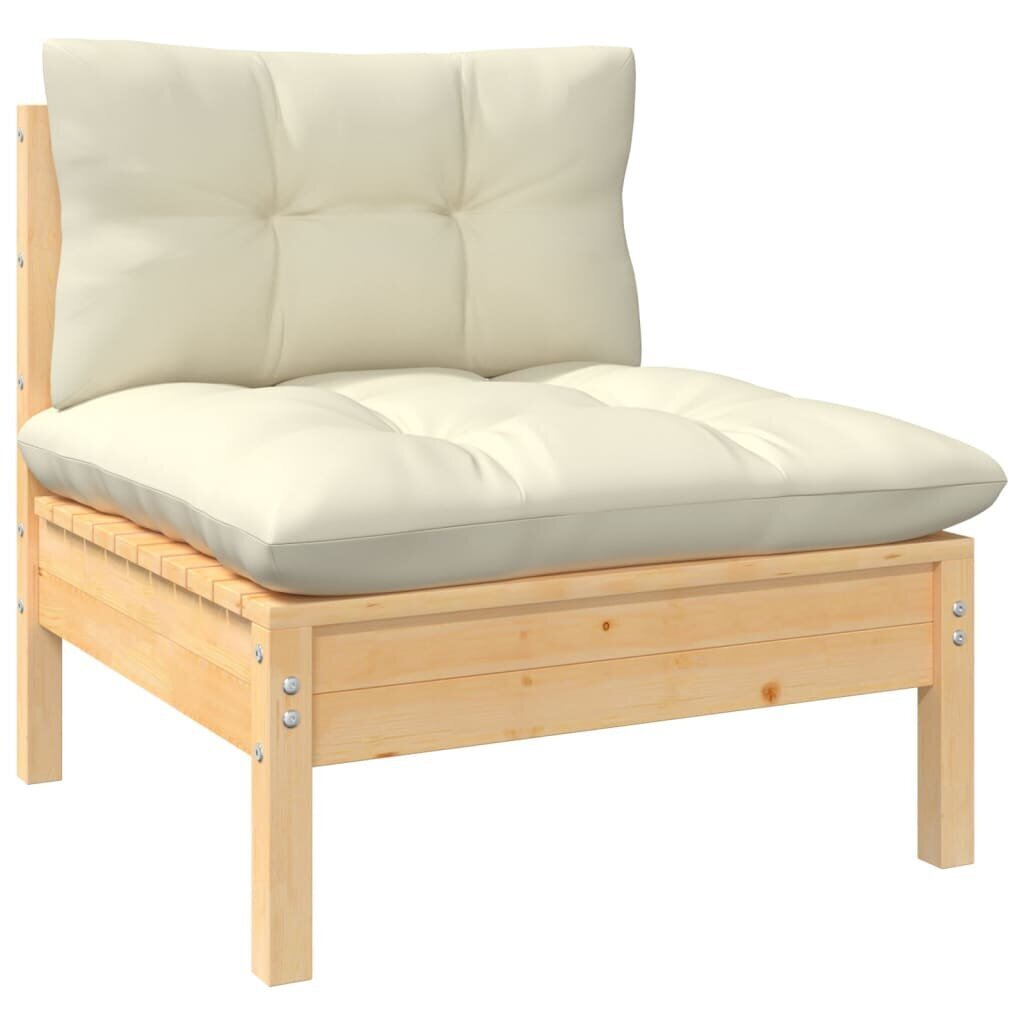 Vidurinė sodo sofos dalis su kreminėmis pagalvėlėmis kaina ir informacija | Lauko kėdės, foteliai, pufai | pigu.lt