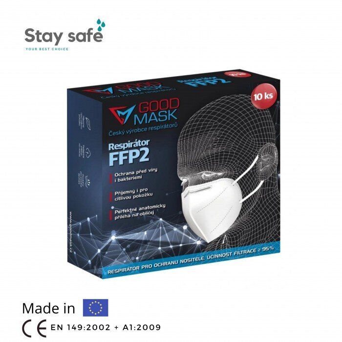FFP2 respiratorius Good Mask GM2, juodas, 10 vnt. цена и информация | Pirmoji pagalba | pigu.lt