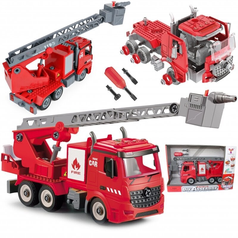 Vaikiškas konstruktorius-ugniagesių mašina su atsuktuvu Woopie цена и информация | Žaislai berniukams | pigu.lt