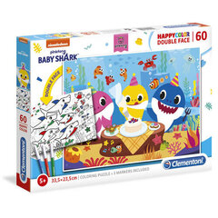 Dvipusė dėlionė Clementoni Baby Shark, 60 d. kaina ir informacija | Dėlionės (puzzle) | pigu.lt