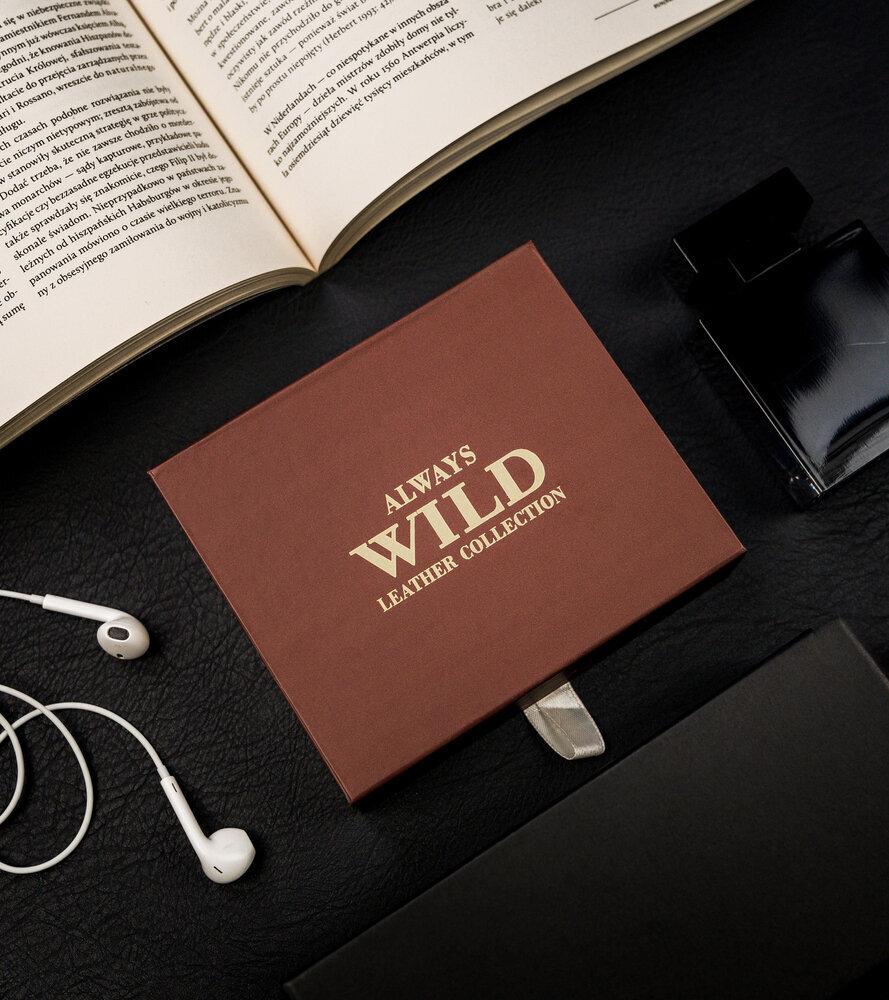 Vyriška odinė piniginė su užtrauktuku Always Wild, ruda kaina ir informacija | Vyriškos piniginės, kortelių dėklai | pigu.lt