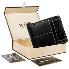 Мужской кожаный кошелек на молнии Always Wild, черный цена и информация | Мужские кошельки | pigu.lt