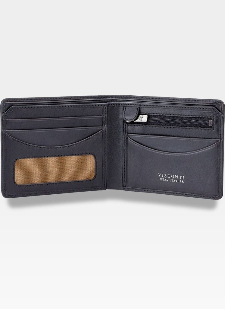 Vyriška odinė piniginė Visconti su RFID apsauga, juoda kaina ir informacija | Vyriškos piniginės, kortelių dėklai | pigu.lt