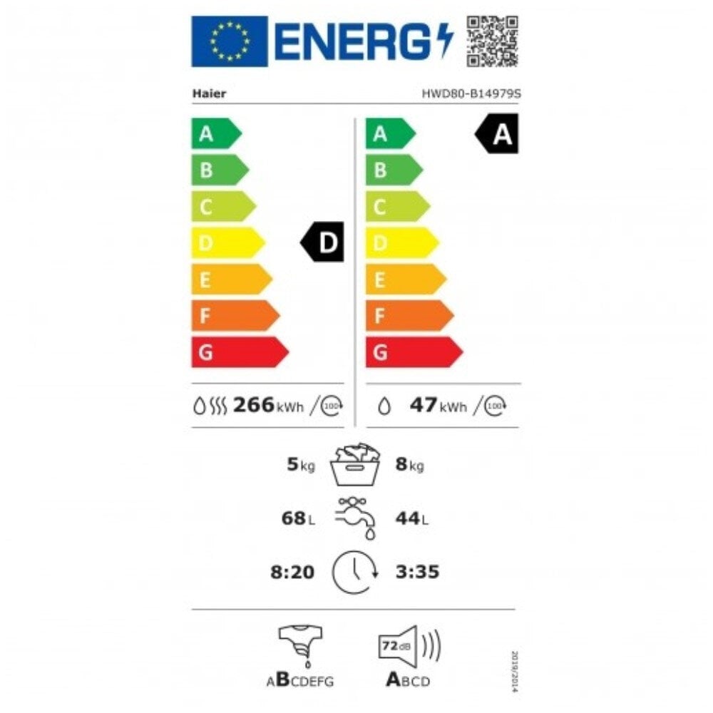 Haier HWD80B14979S цена и информация | Skalbimo mašinos | pigu.lt