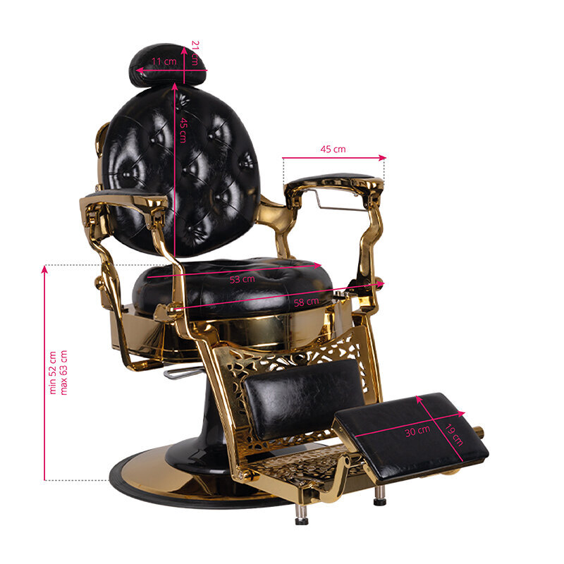 Barberio kėdė Gabbiano Tito Gold, juoda/auksinė kaina ir informacija | Baldai grožio salonams | pigu.lt