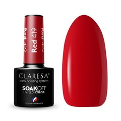 Стойкий гибридный гель лак для ногтей CLARESA RED 419, 5 г цена и информация | Лаки, укрепители для ногтей | pigu.lt