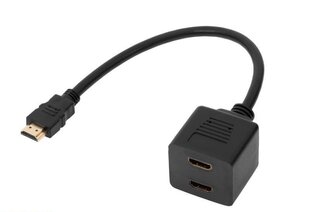 переходник hdmi вилка-2 x розетка с кабелем 30 см цена и информация | Кабели и провода | pigu.lt