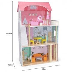 Didelis medinis 3-jų aukštų lėlių namas su baldais Viga цена и информация | Игрушки для девочек | pigu.lt