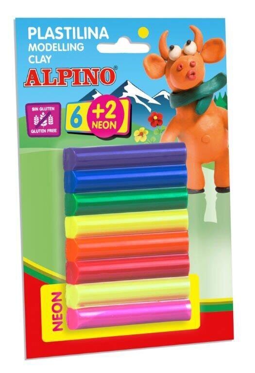 Plastilinas Alpino, 8 spalvos kaina ir informacija | Piešimo, tapybos, lipdymo reikmenys | pigu.lt