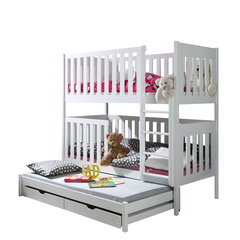 Двухъярусная трехместная кровать Deosen 90x200 см, белая цена и информация | Детские кровати | pigu.lt