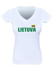 Футболка женсеая белого цвета с Витисом на спине цена и информация | Атрибутика для болельщиков Литвы | pigu.lt