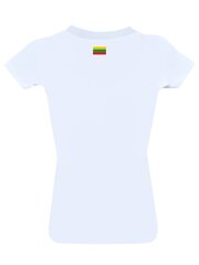 Marškinėliai moterims balti su vėliavėle ant nugaros kaina ir informacija | Lietuviška sirgalių atributika | pigu.lt