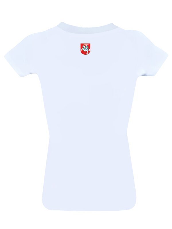 Marškinėliai moterims balti su Vyčiu ant nugaros kaina ir informacija | Lietuviška sirgalių atributika | pigu.lt