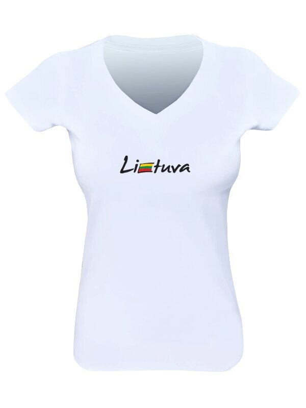 Marškinėliai moterims balti su Vyčiu ant nugaros kaina ir informacija | Lietuviška sirgalių atributika | pigu.lt