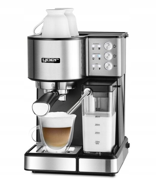 Pusiau automatinis kavos aparatas Yoer LATTIMO EMF01S, Su automatiniu pieno  plakimu kaina | pigu.lt
