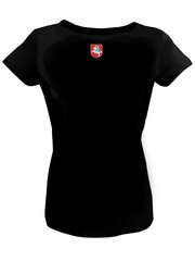Marškinėliai moterims juodi su Vyčiu ant nugaros kaina ir informacija | Lietuviška sirgalių atributika | pigu.lt