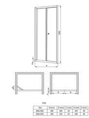 Deante dušo durys Flex II, matinis stiklas, 80,90 x 185 cm цена и информация | Душевые двери и стены | pigu.lt