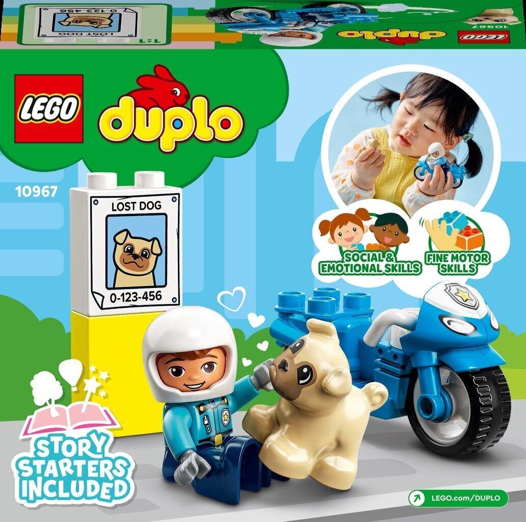 10967 LEGO® DUPLO Policijos motociklas цена и информация | Konstruktoriai ir kaladėlės | pigu.lt