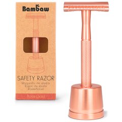 Многоразовая металлическая бритва Bambaw Rose Gold с подставкой цена и информация | Косметика и средства для бритья | pigu.lt