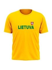Marškinėliai vaikams geltoni su vėliavėle ant nugaros kaina ir informacija | Lietuviška sirgalių atributika | pigu.lt